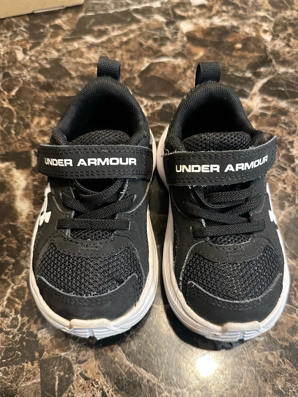 Under Armour Black and White Kids' Hook-and-Loop Sneakers